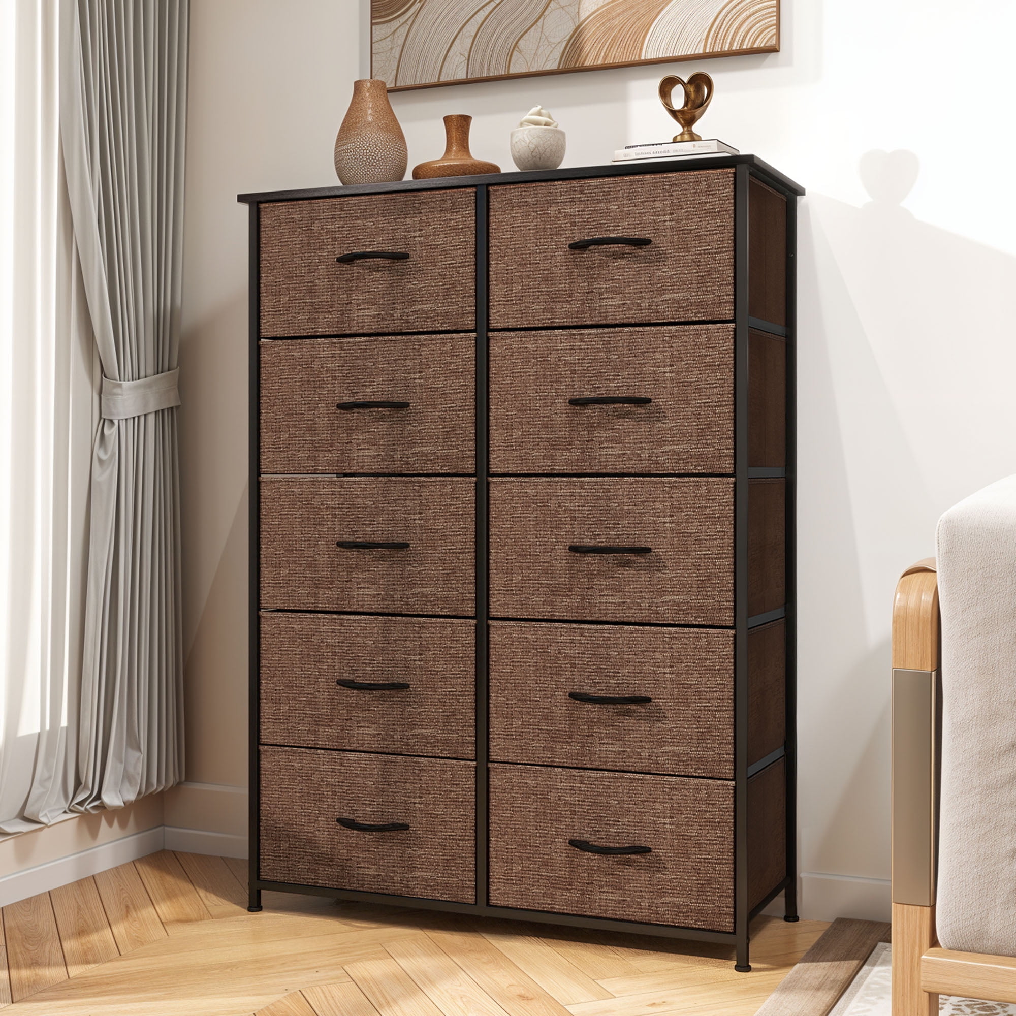 Uforic 10 Drawers Dresser Fabric Bedside Organizer Storage Tower