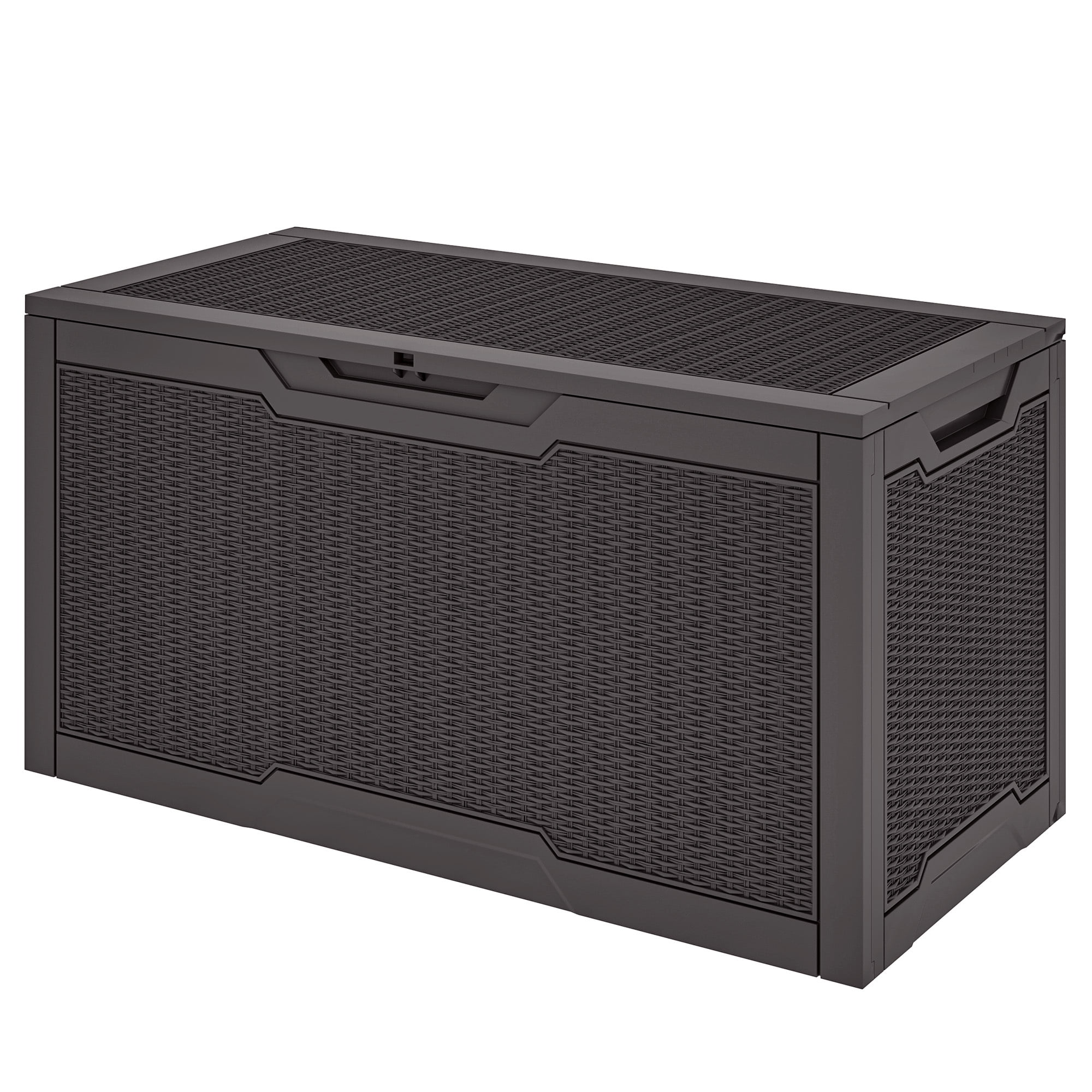 Uforic 100 Gallon Resin Outdoor Deck Box, Lockable Weather Resistant Storage Chest for Patio Accessories, Garden Tools & Daily Essentials, Dark Brown