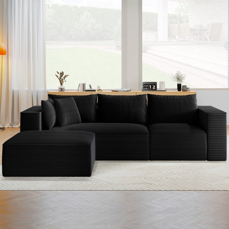 Uforic 107 Inch Cloud Sectional Couch, Modern Modular Sofa with L-Shape Chaise, Upholstered Sofa for Living Room Bedroom, Beige