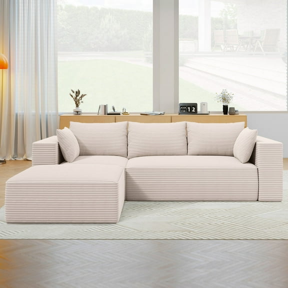 Uforic 107 Inch Cloud Sectional Couch, Modern Modular Sofa with L-Shape Chaise, Upholstered Sofa for Living Room Bedroom, Beige