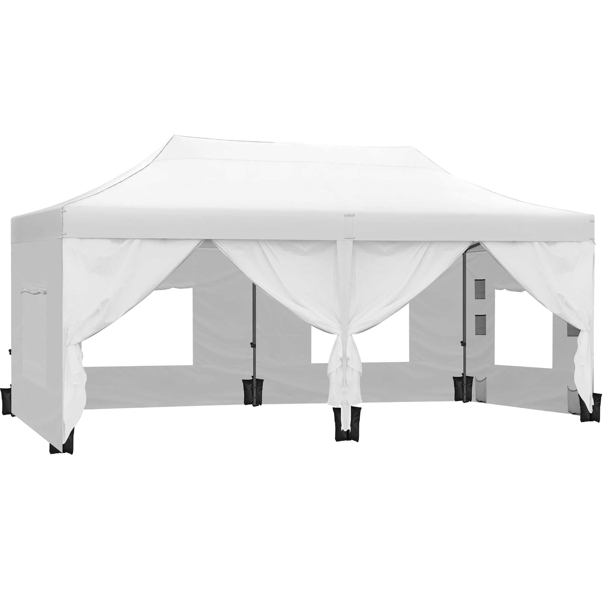 Uforic 10x20ft Outdoor Heavy Duty Pop up Canopy Tent with 6 Sidewalls - White