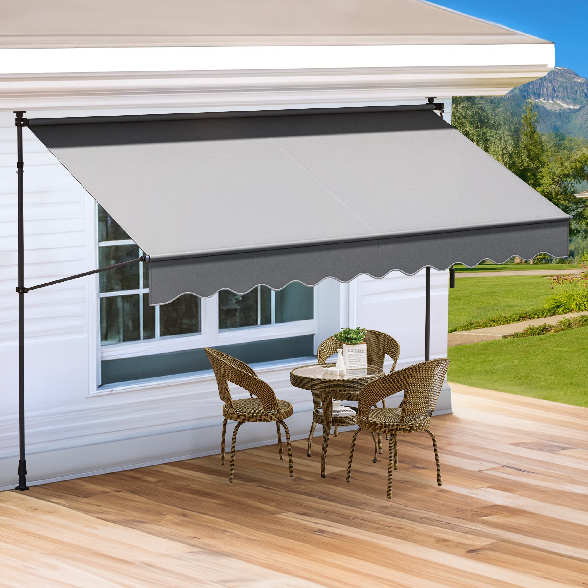Uforic 118" Outdoor Manual Retractable Awning Waterproof and UV ...