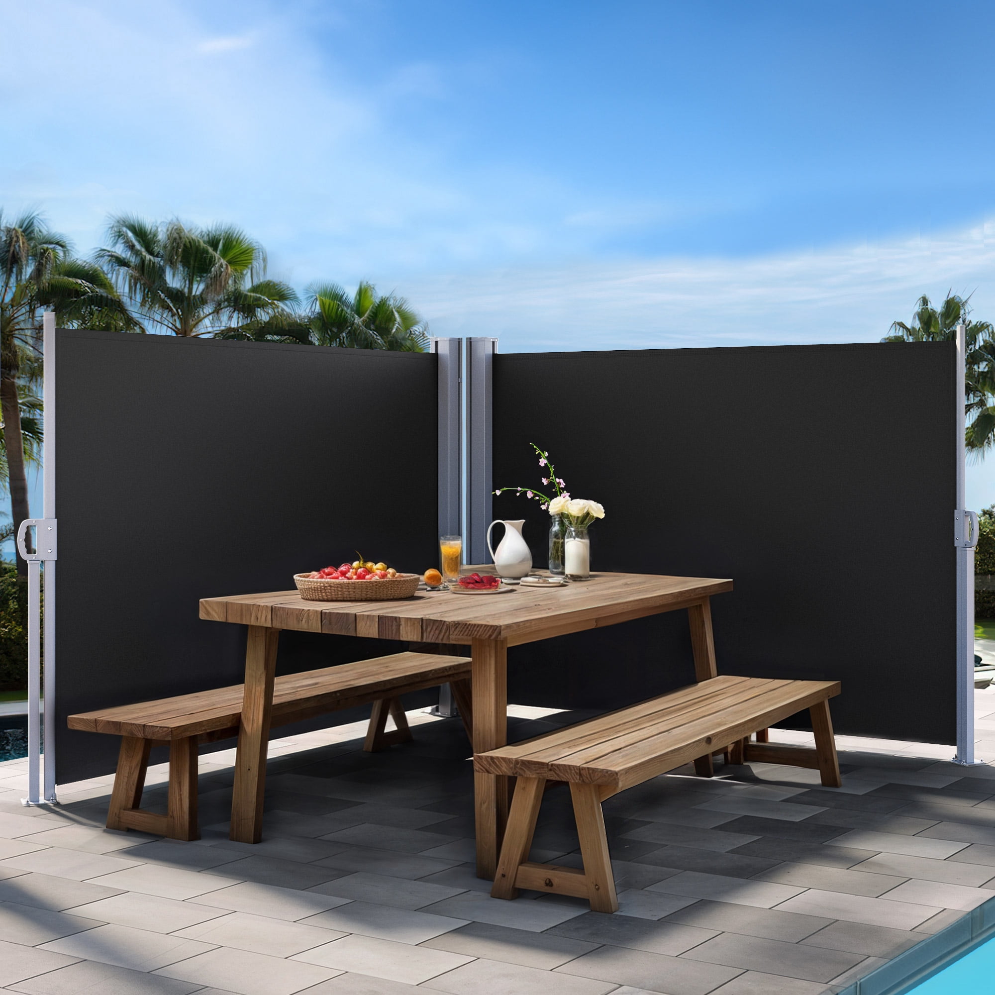 Uforic Retractable Privacy Screen with UV-Resistant Waterproof  for Garden, Deck, Patio (Black)