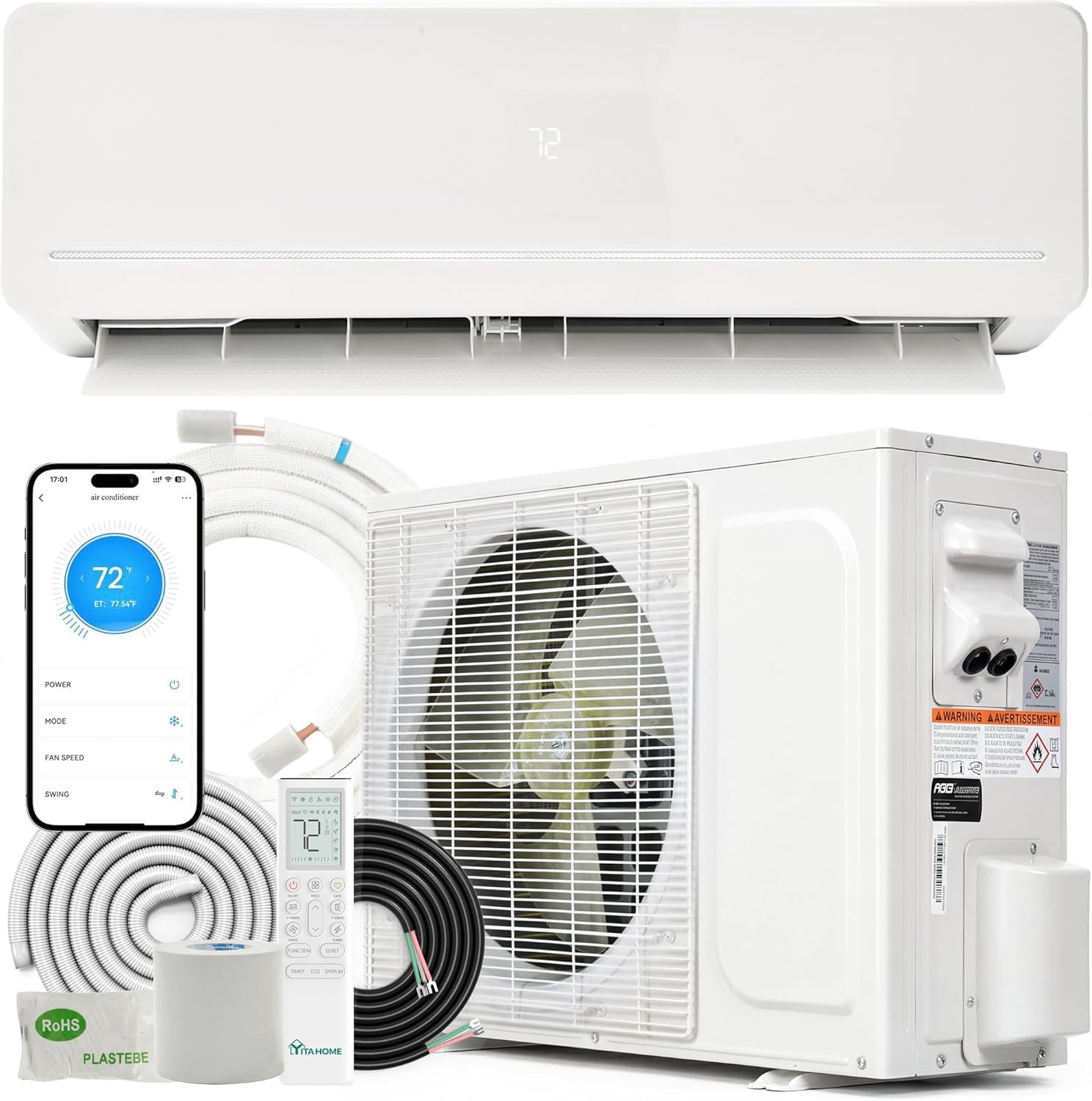 Uforic 12000 BTU Mini Split AC/Heater 230V 20 SEER2 WiFi Alexa