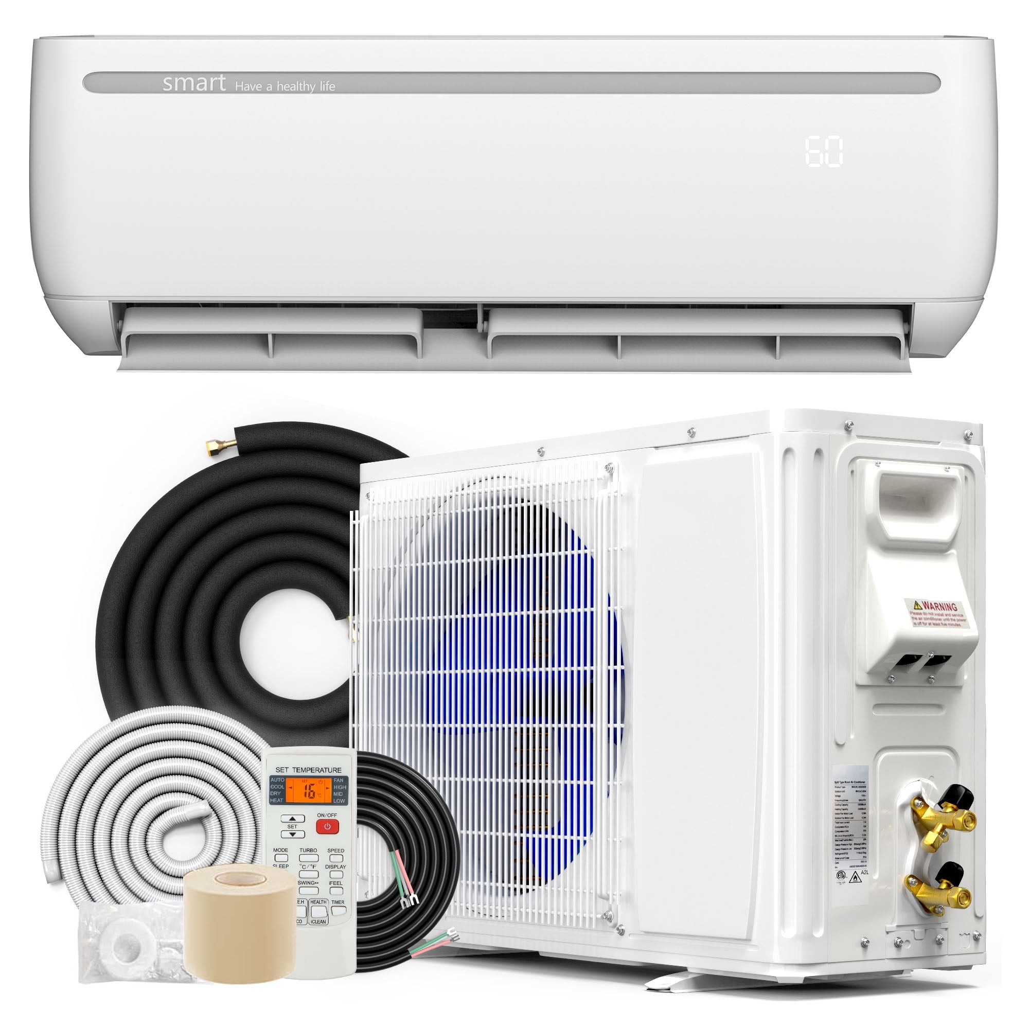 Uforic 12000 BTU Mini Split Air Conditioner Heat Pump System, Wifi Enabled 17 SEER2 208-230V Ductless AC Cool Up to 750 Sq. Ft, Compatible with Alexa, R32 Refrigerant & Installation Kit, White