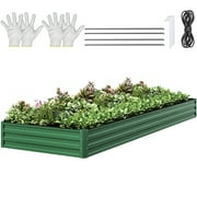 Uforic 12ft x 4ft Raised Garden Bed Kit Galvanized Metal Planter Box with Safety Features, Green