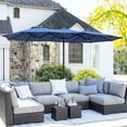 thumbnail image 1 of Uforic 13ft Outdoor Patio Umbrella, Double-Sided Portable Shade Market Table Umbrella,12 Sturdy Ribs & Tilt Adjustment, Navy Blue, 1 of 9