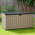 thumbnail image 1 of Uforic 180 Gallon Waterproof Resin Deck Box, Large Outdoor Storage Bin with Divider for Tools, Toys, Cushions, Light Brown, 1 of 5