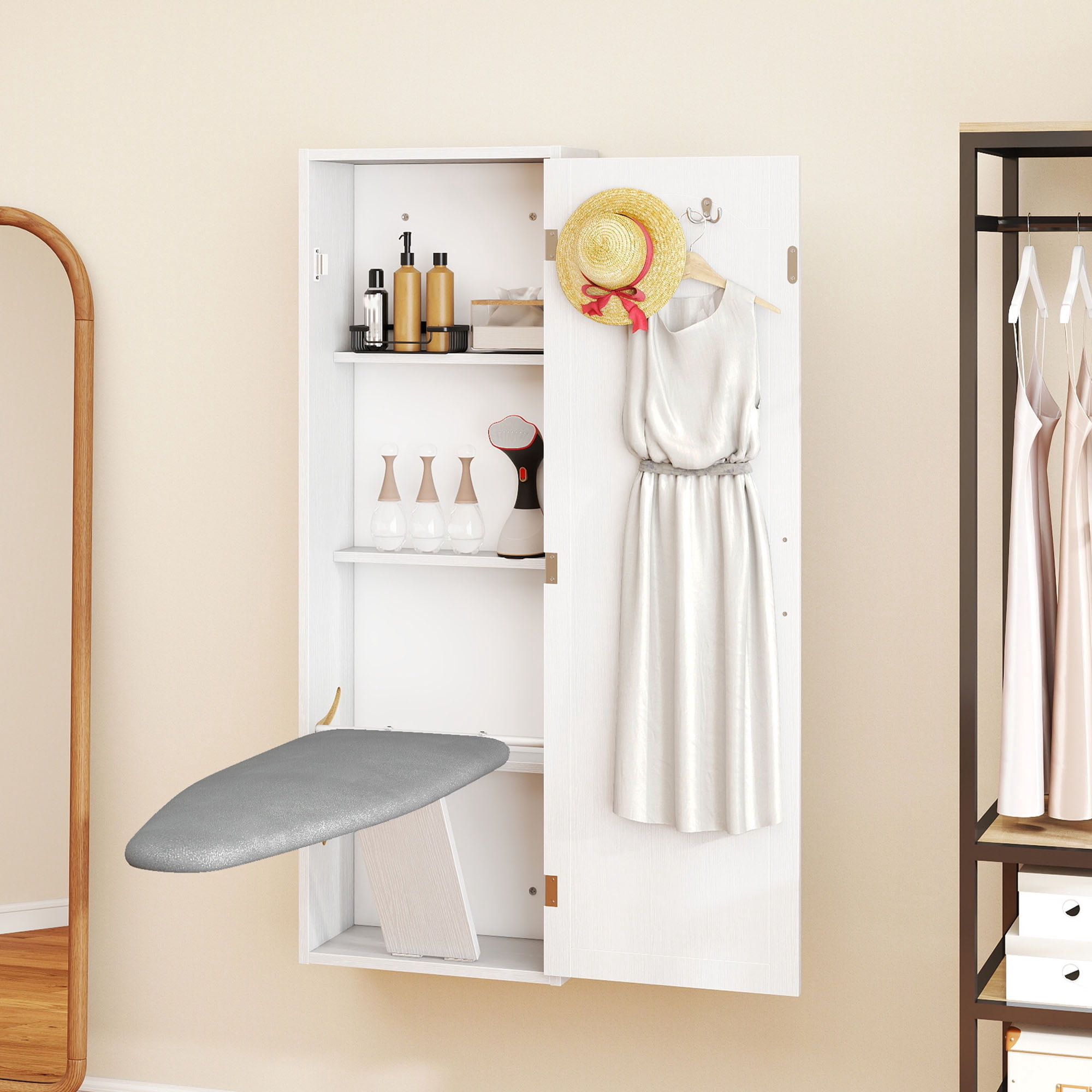 Uforic 180° Swivel Ironing Board, Wall Mounted Ironing Board Cabinet,Storage Cabinet for Bedroom - Walmart.com