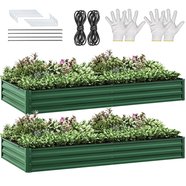 Uforic 2 Pack 8ftx4ft Large Raised Garden Bed Kit,Outdoor Galvanized ...