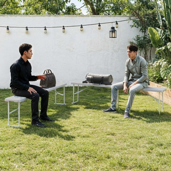 Uforic 2 Pcs 6FT Folding Bench Lightweight Portable Outdoor Bench with Carrying Handle for Dining Camping Picnic BBQ Sports Garden Indoor Outdoor Patio Activities, Whte