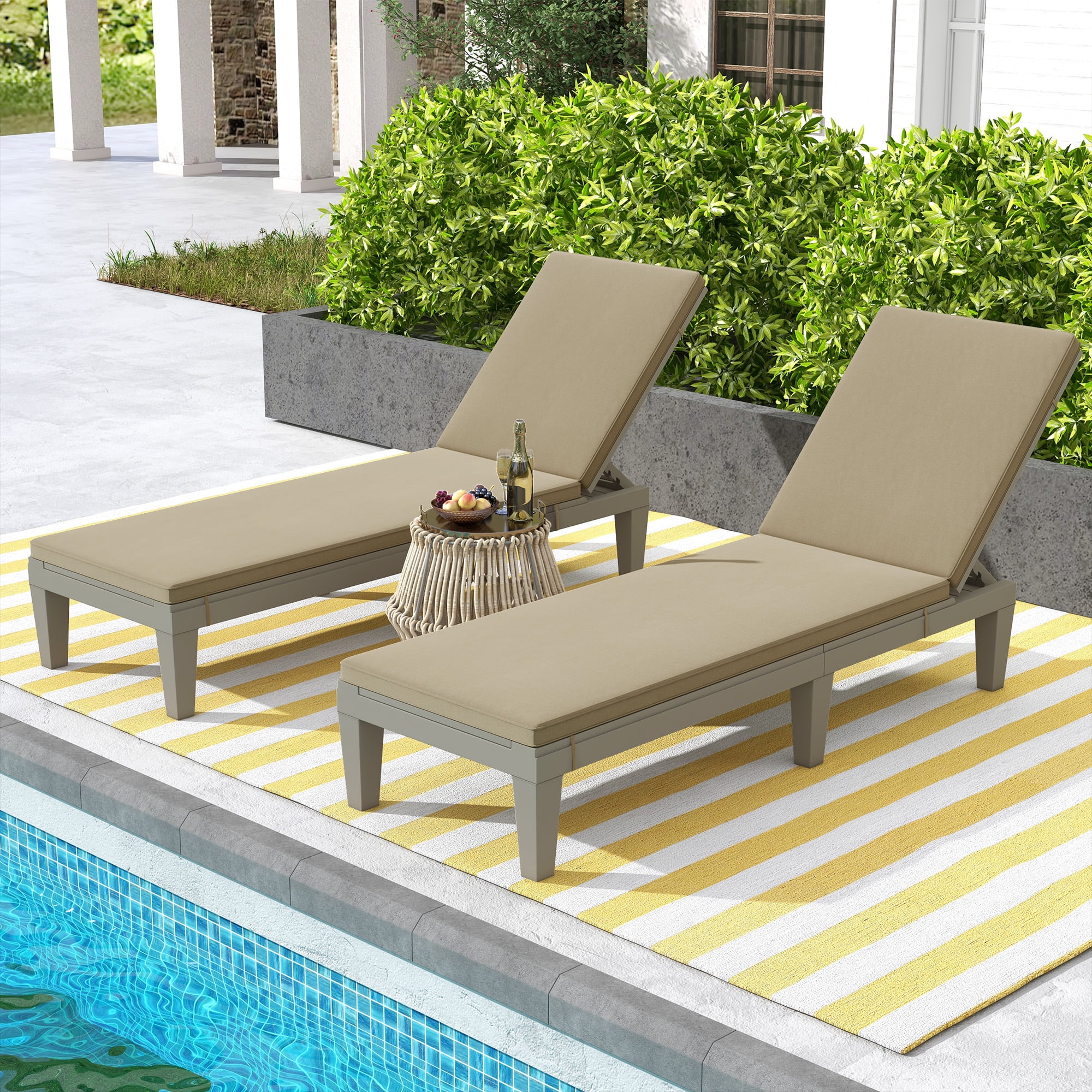 Uforic 2 Pcs Adjustable Outdoor Chaise Lounge Chairs Set for ...