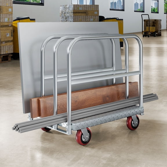 Uforic 2-in-1 Heavy-Duty Platform Truck, 2200 lbs Capacity, Steel Panel with 4 Side Rails and 5" Rubber Swivel Wheels