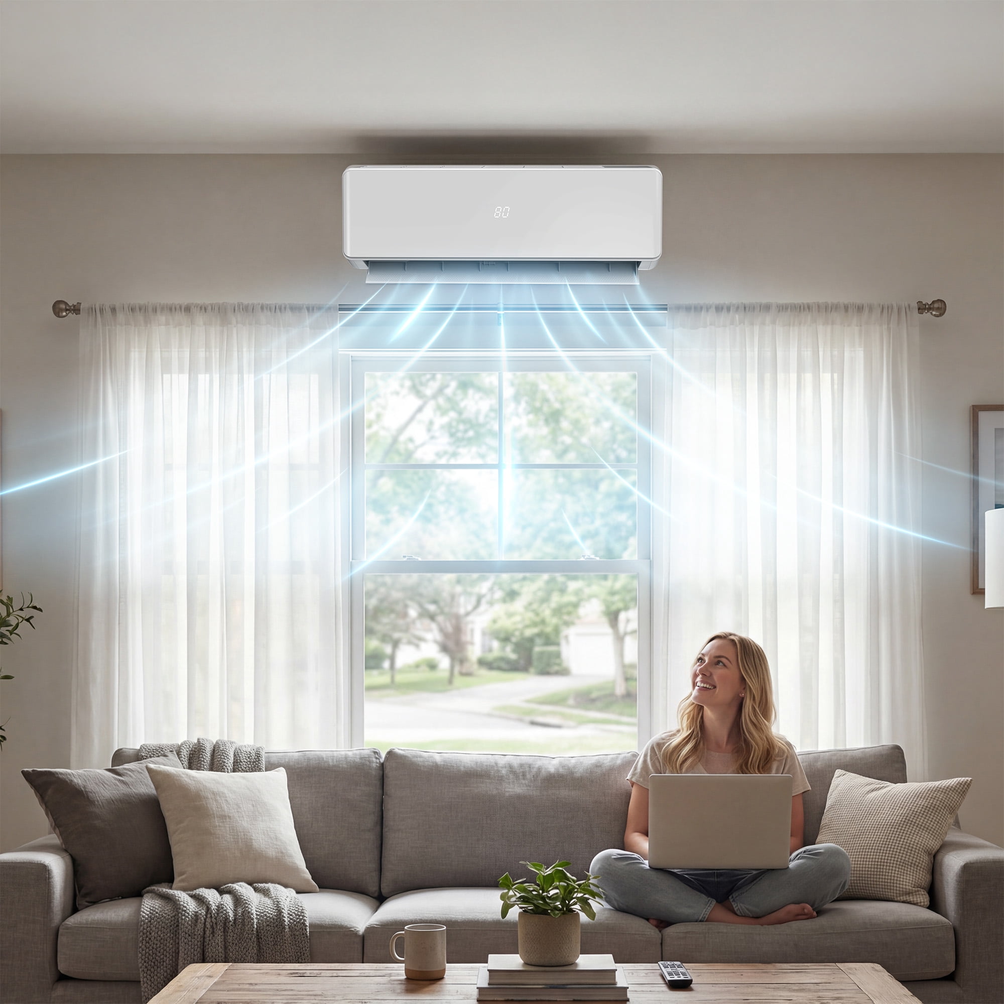 Uforic 20 SEER2 12,000 BTU 115V Mini Split AC & Heat Pump, Inverter for 750 Sq. Ft, Eco Mode, White