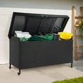 thumbnail image 1 of Uforic 200 Gallon Large Outdoor Rattan Deck Box, Storage Box with Storage Net & Movable Wheels for Patio Furniture, Garden Tools, Black, 1 of 9