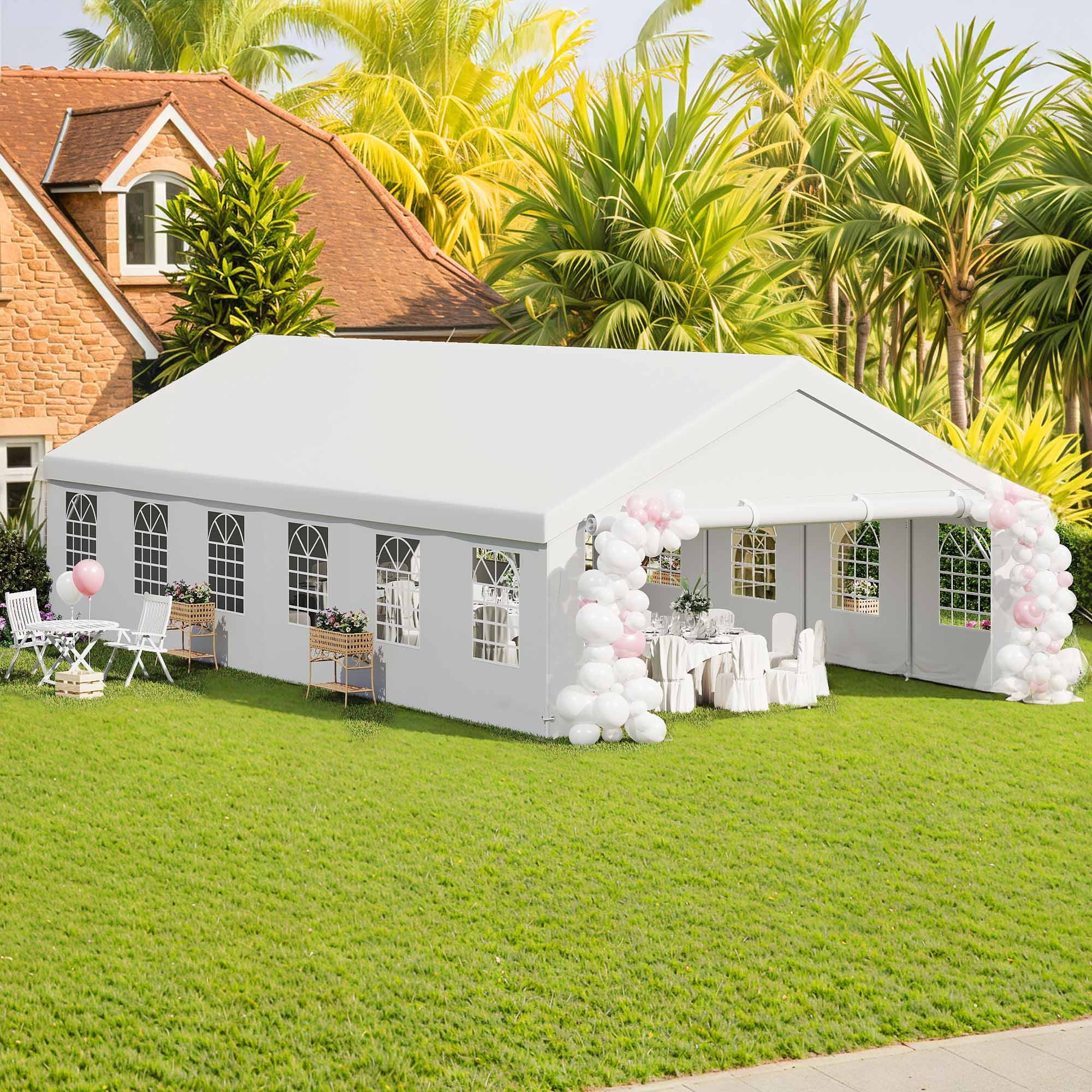 Uforic 20x40ft Heavy Duty Party Tent with Removable Sidewalls & 4 Storage Bags, Commercial Wedding Large Tent,Outdoor Carport Party Tent for Event, Waterproof, White