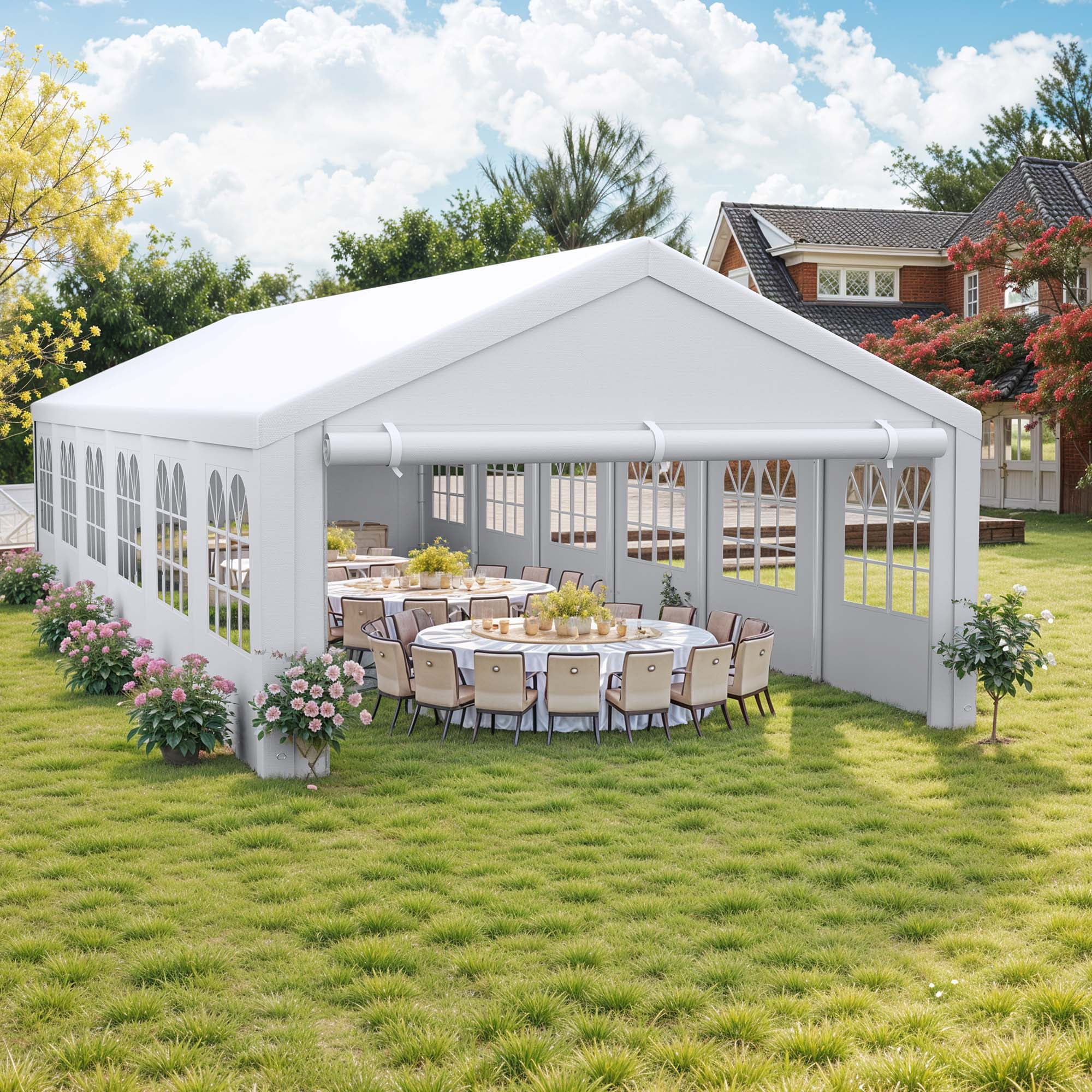 Uforic 20x40ft Party Tent Heavy Duty with Removable Sidewalls & 4 Built-in Sandbags, Commercial Wedding Large Tent, Waterproof, White