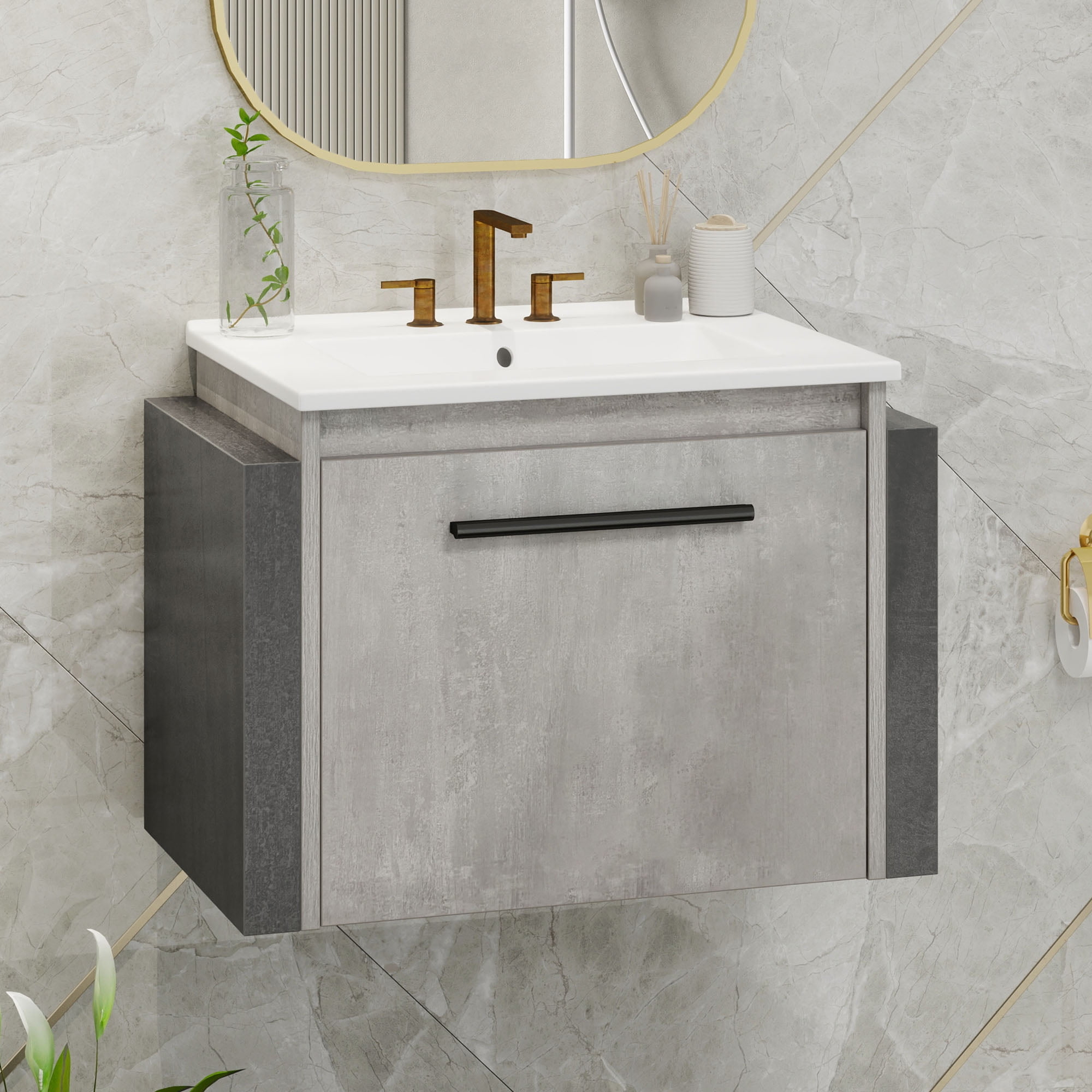 Uforic 22" Floating Bathroom Vanity, Modern Wall Mount Bathroom Vanity with Sink Combo, Gray