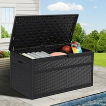 Uforic 230 Gallon Large Resin Deck Box,Double-Wall Resin Rattan Outdoor Storage box for Patio,Garden, Waterproof and Lockable,Black
