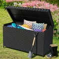 thumbnail image 1 of Uforic 230 Gallon Large Wicker Deck Box,Waterproof Outdoor Toy Storage Boxes - Black, 1 of 9
