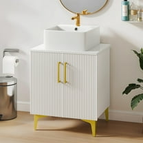 Uforic 24" Bathroom Vanity with Sink Top, Freestanding Bathroom Storage Cabinet with Door, White