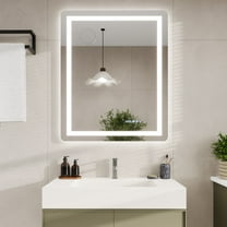 Uforic 24"X32" LED Bathroom Mirror with Front Light and Backlit,3 Colors Dimmable Adjustable LED Wall Mounted Mirror, Horizontal