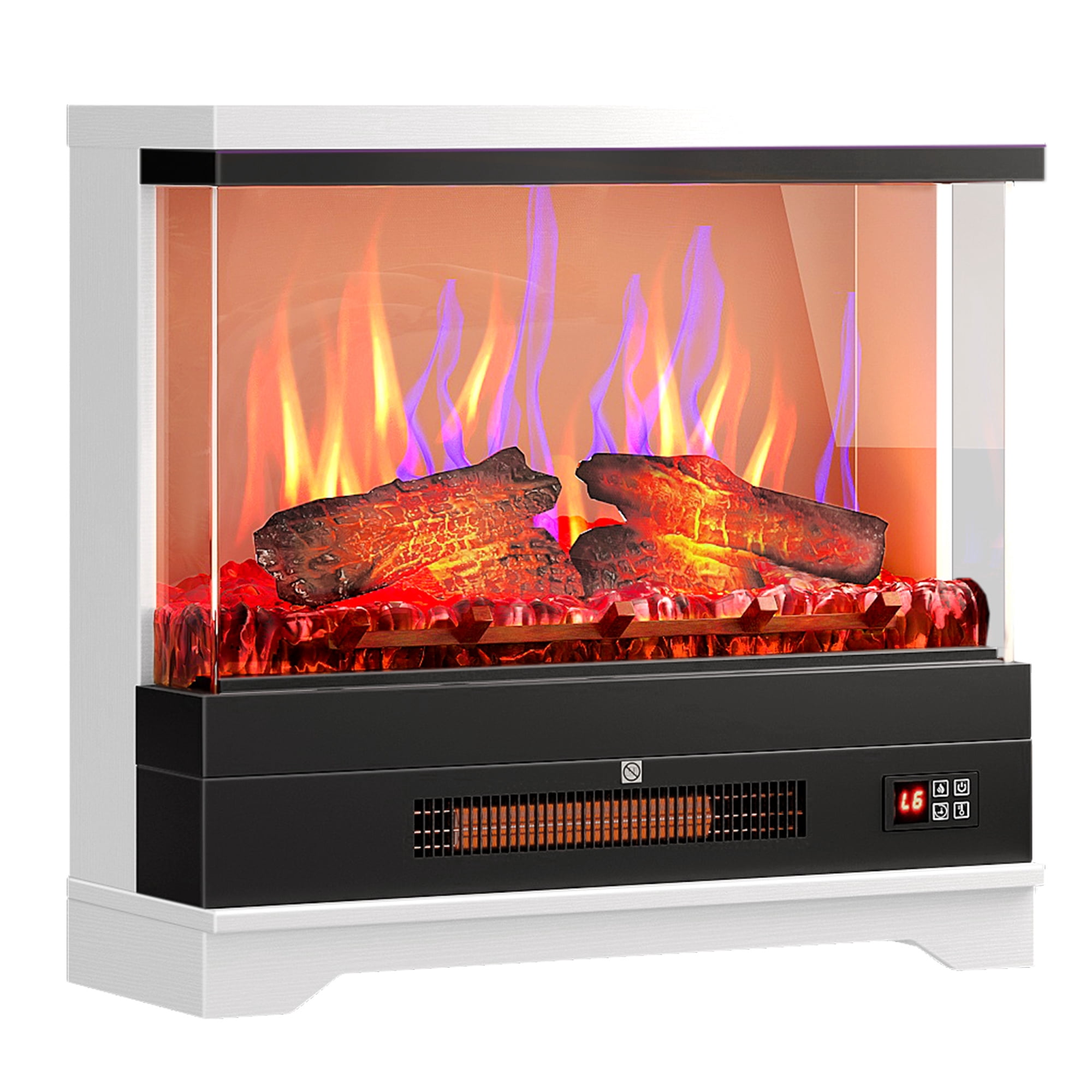 Uforic 25 Inch Electric Fireplace Insert, Freestanding Fireplace with Remote Control and Adjustable Flames