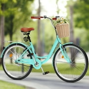 Uforic 26" Beach Cruiser Bike for Adults  – Single Speed, Adjustable Seat in Mint Green