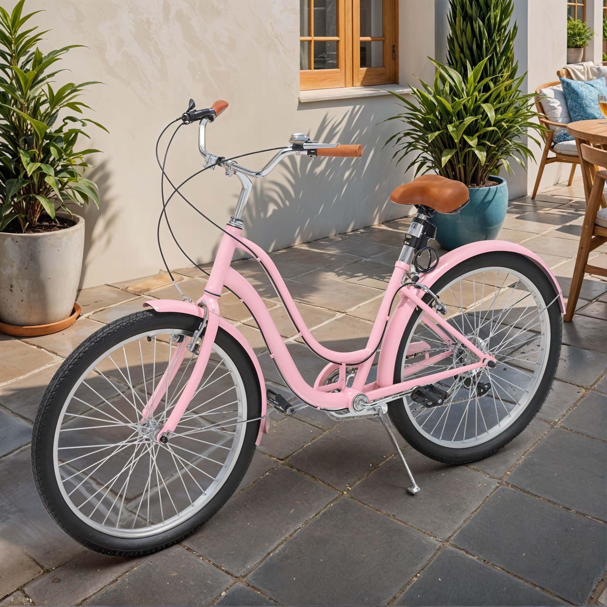 Uforic 26 Inch Beach Cruiser Bike, 7-Speed, Step-Through Bicycle