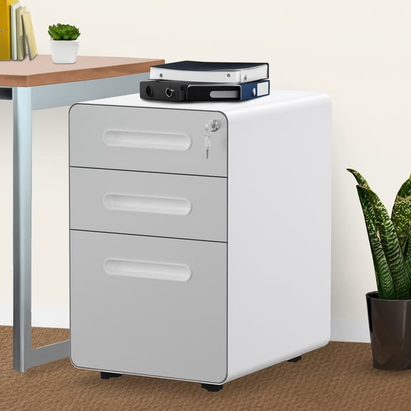 Uforic 3-Drawer Vertical File Cabinet Compact Metal Filing Storage Organizer for Home Office