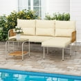 thumbnail image 1 of Uforic 3-Piece Outdoor Wicker Patio Furniture Set - All-Weather Rattan L-Shaped Sectional Sofa with Detachable Lounger, Coffee Table, and Cushions - Beige, 1 of 9