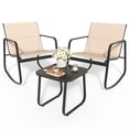 thumbnail image 1 of Uforic 3 Pieces Outdoor Patio Conversation Set, Textilene Patio Bistro Set with Coffee Table, Modern Rocking Bistro Chair - Brown, 1 of 6