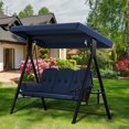 thumbnail image 1 of Uforic 3-Seat Outdoor Porch Swing with Adjustable Canopy, Cushions & Pillow for Garden(Blue), 1 of 10