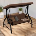 thumbnail image 1 of Uforic 3-Seat Deluxe Outdoor Porch Swing with Canopy, Cushions & Pillow for Garden, Balcony(Brown), 1 of 10