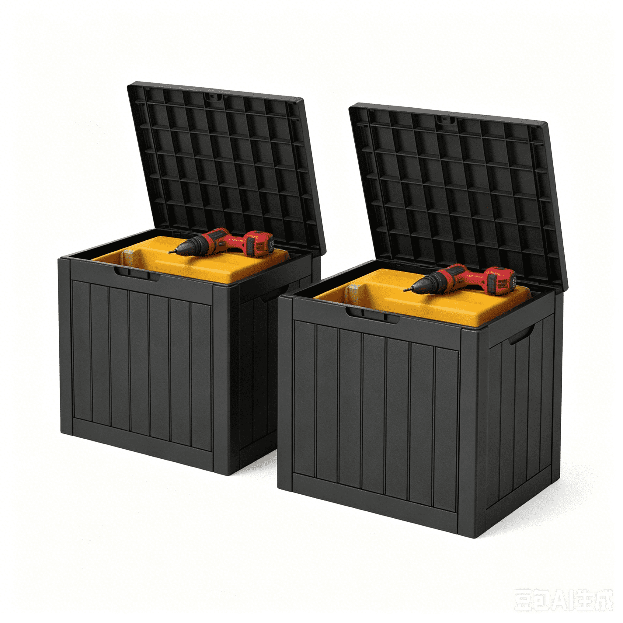 Uforic 30 Gallon Deck Boxes 2 Pack, Waterproof Outdoor Storage Box for Cushions, Garden Tools & Pool Accessories, Resin Storage Container for Patio, Deck & Garden, Black