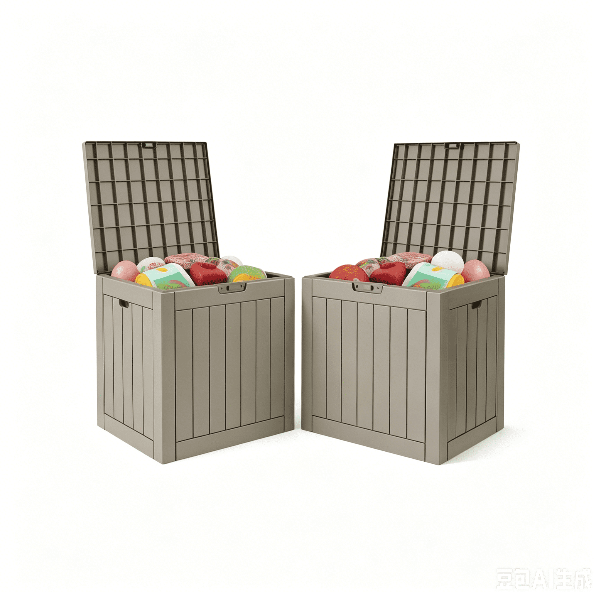 Uforic 30 Gallon Deck Boxes 2 Pack, Waterproof Outdoor Storage Box for Cushions, Garden Tools & Pool Accessories, Resin Storage Container for Patio, Deck & Garden, Brown