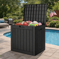 thumbnail image 1 of Uforic 30 Gallon Outdoor Storage Box, Weatherproof Lockable Resin Deck Box for Patio Furniture, Pool Accessories, Garden Tools and Supplies, Black, 1 of 9