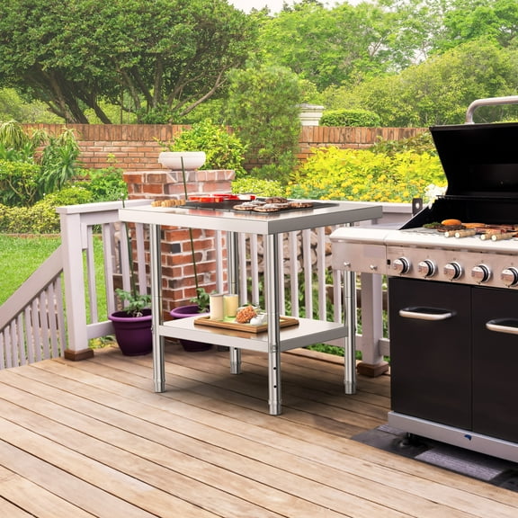 Uforic 30" x 24" Stainless Steel Work Table with Adjustable Storage Shelf, Heavy-Duty Commercial-Grade Kitchen Workstation