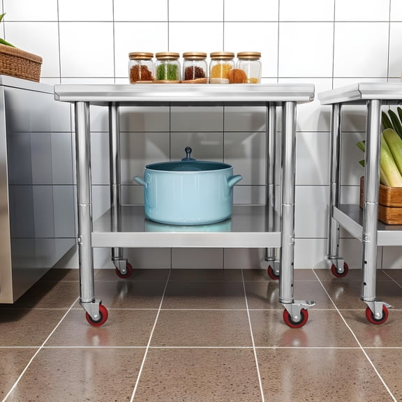 Uforic 30" x 24" Stainless Steel Work Table with Wheels for Home, Kitchen, Restaurant, Garage, Warehouse, and Outdoor