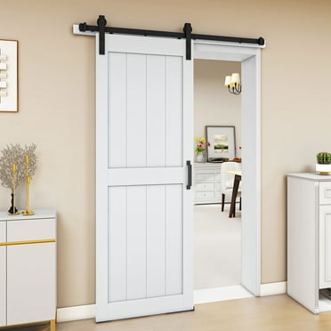 Uforic 30" x 84" Silding Barn Door,with Hardware Kit Rail,and Handle,Pulleys,White