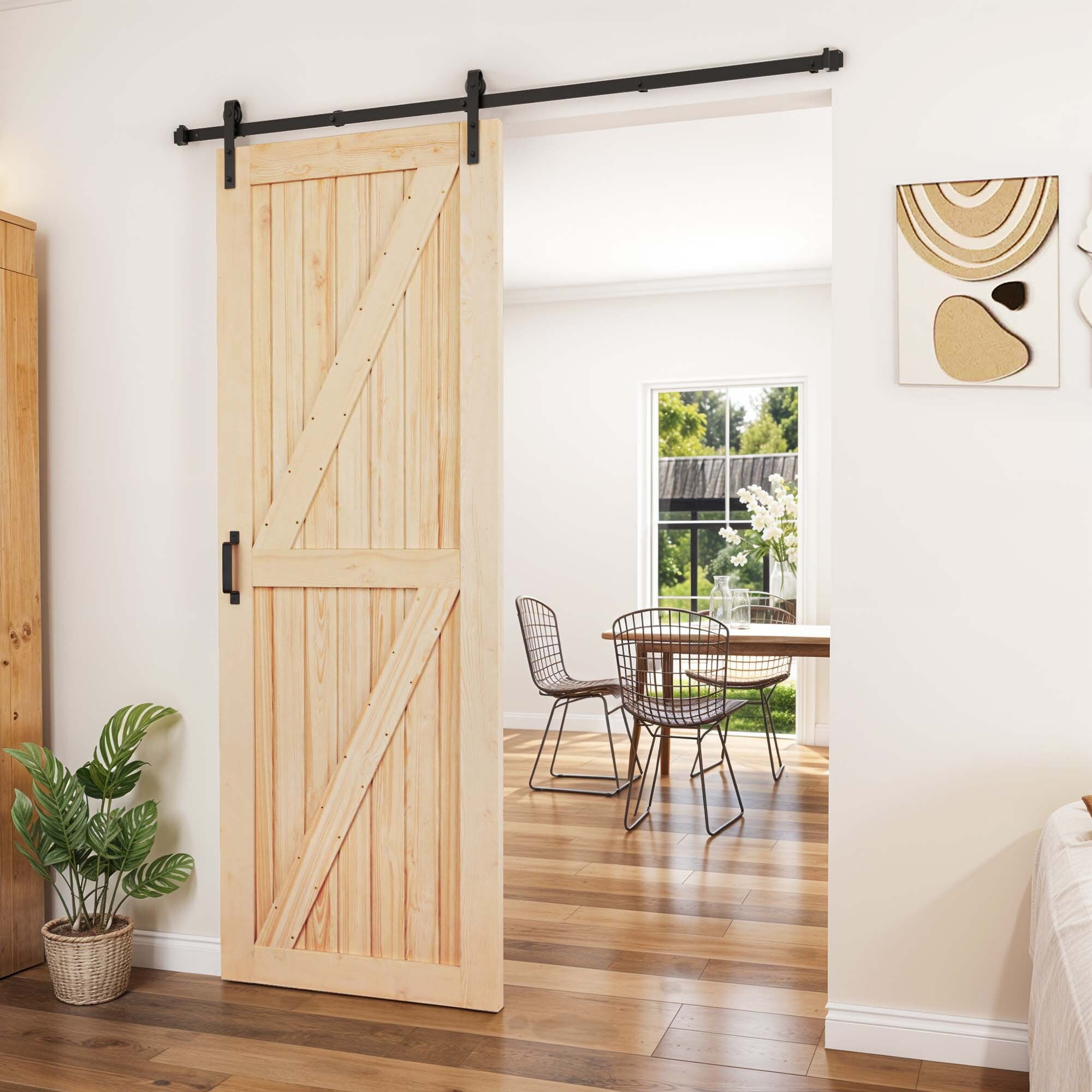 Uforic 30" x 84" Wood Sliding Barn Door Interior Door, Natural