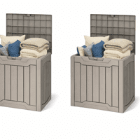Uforic 31 Gallon Outdoor Deck Boxes Set of 2, Lockable Weather-Resistant Storage Bins for Patio Cushions & Garden Tools, Light Brown