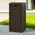 thumbnail image 1 of Uforic 31 Gallon Outdoor Trash Can, Waterproof Resin Garbage Bin with Drip Tray & Lid, Trash Bin, for Porch, Backyard, Dark Brown, 1 of 6