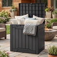 thumbnail image 1 of Uforic 31 Gallon Waterproof Resin Outdoor Storage Box, Lockable Deck Box & Package Delivery Box for Patio, Garden Tools & Pool Supplies, Black, 1 of 10