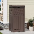 thumbnail image 1 of Uforic 32 Gallon Outdoor Trash Can, Waterproof Resin Garbage Bin with Lid & Drip Tray for Porch Backyard Patio, Dark Brown, 1 of 10
