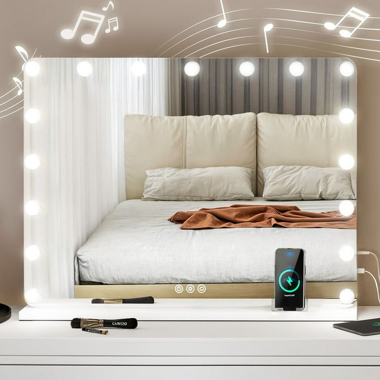Hollywood mirror with bluetooth speakers hotsell