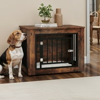 Uforic 34.5"L Wooden Dog Crate Furniture with Steel Lock,for Medium Dogs up to 40 Lb, 34.5"L x 21.8"W x 25.4"H