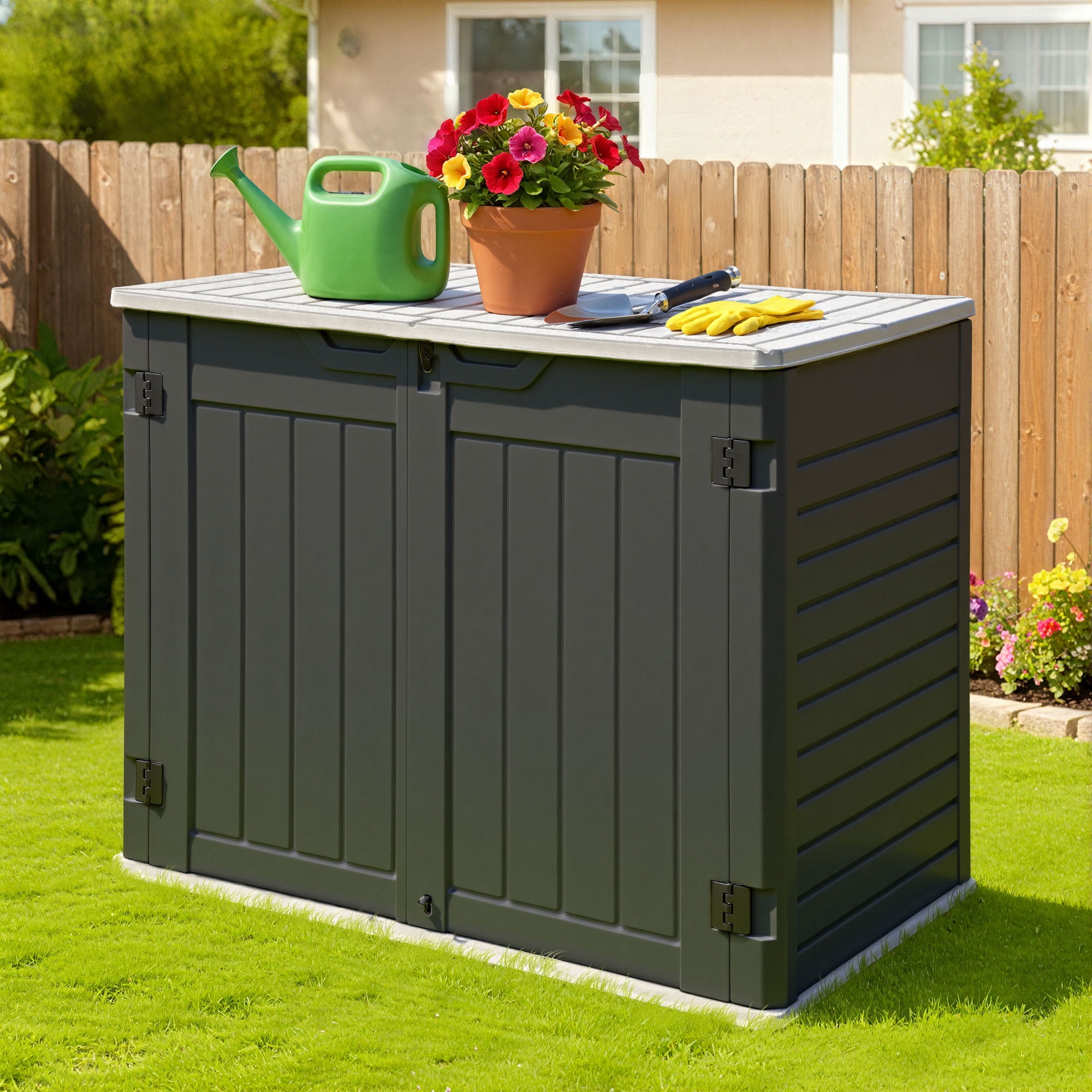 Uforic 35 Cu Ft Weatherproof Resin Outdoor Storage Shed, Lockable for Garden Tools, Easy Assembly, Black