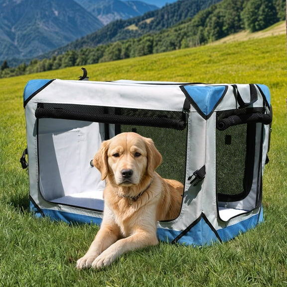 Uforic 36" Collapsible Dog Crate, 4-Door Travel Dog Kennel w/ Breathable Mesh Windows & Soft Mat for Indoor Outdoor,36" L x 25" W x 25" H