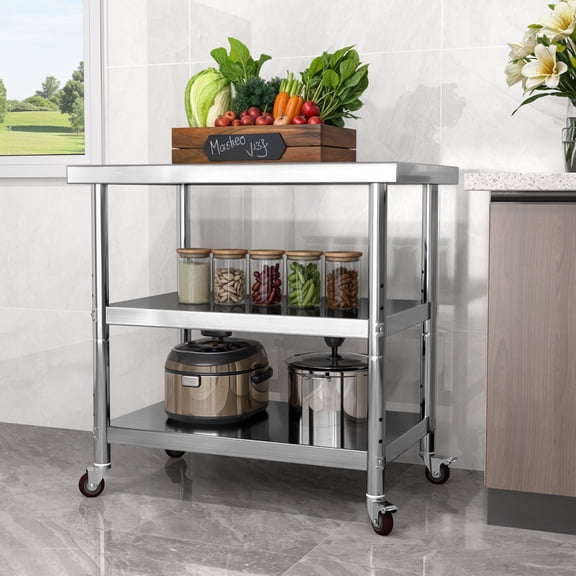 Uforic 36" X 24" Stainless Steel Work Table with Wheels